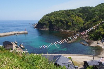 海を泳ぐ鯉のぼり